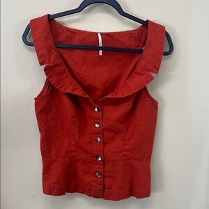 Free People Crop Front Button Top SzM